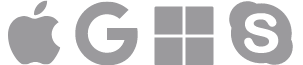 Company logos for Apple, Google, Microsoft and Skype.